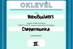 FLL robotverseny csapatmunka_3_helyezes